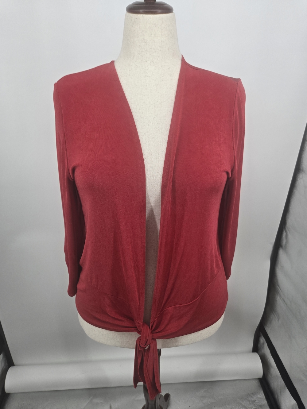 Traveler's By Chico's Rust Orange Tie-Front Open Lightweight Cardigan XL (6975)